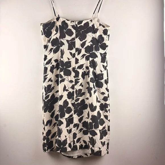 Ann Taylor Floral Silk Pencil Dress Sz 10 Chic Black White Wedding Party Elegant - Picture 9 of 9